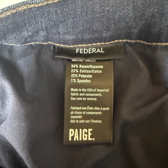 Paige Jeans Womens 36 Blue Federal Straight Dark Wash High Rise Stretch Preppy - Picture 11 of 14